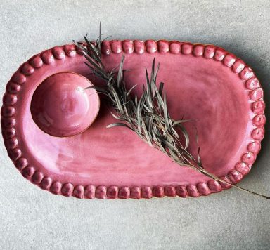 Roze serveerschaal